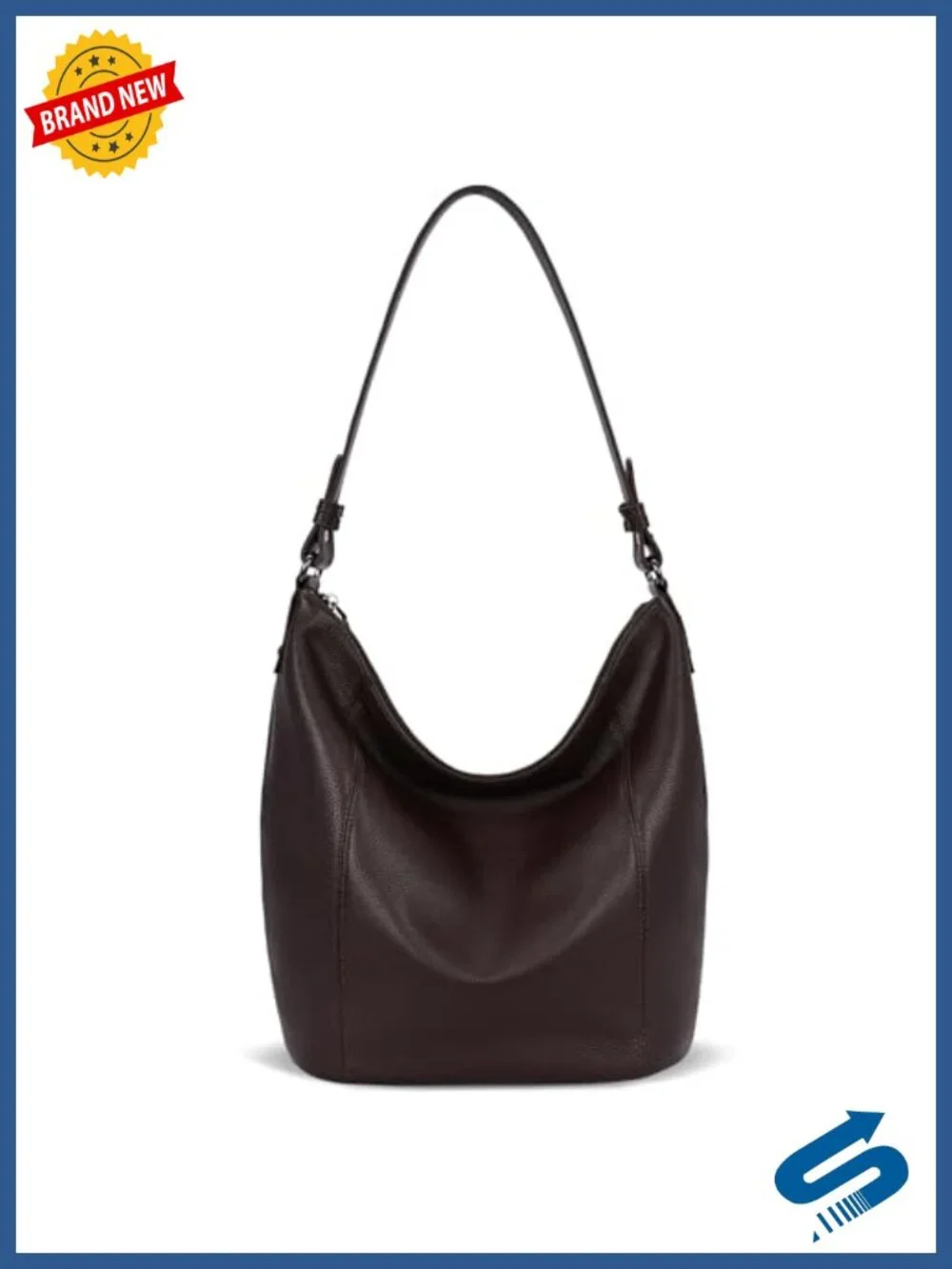 Genuine Cowhide Leather Hobo Shoulder Bag Large Capacity Crossbody Purse Tote